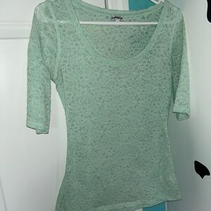 Express Women's Light Green Lace Blouse